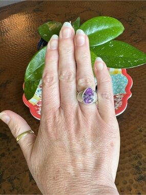 Beautiful VTG Sterling Silver Brilliantly Faceted Amethyst Sterling Silver Ring